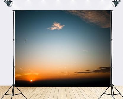 Trykid 10x7ft Minimal Sunset Sky Clouds Backdrop Calm Peaceful Simple Dusk Scenery Relaxed Photography Background Party Decoration Tapestry Photo Booth Prop Fabric - size: 10x7ft