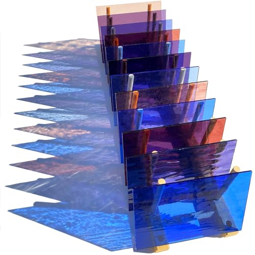 12 Sheets Transparent Stained Glass Sheet for Cathedral Art, 6 x 4 inch Glass Mosaic Tiles for Projects(Blue + Purple Mixed) - color: purple+blue