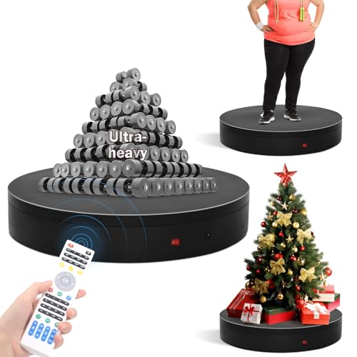 19.7In Remote Large Motorized electric turntable Rotating platform Photography Turntable Motorized lazy susan Base giratoria para for Photography,3D Scanner,Heavy duty display(Load Range:220~500lbs) - size: 19.7inch/Black/500Lbs Load