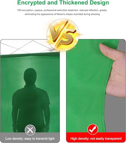 PULUZ Green Screen Backdrop with 4 Fixing Clip, 6.6 x 6.6 Ft Photography Chroma Key Greenscreen Background for Streaming Zoom, Live Streaming, Photo Video Studio - size: 6.6 x 6.6 Ft