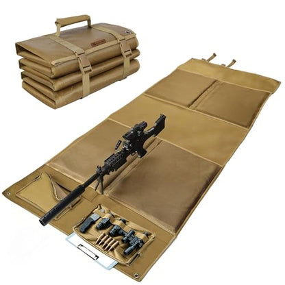 IC ICLOVER Shooting Mat, Tactical Prone Padded Shooting Mats, with 2 Pockets & Molle Webbings & Bipod Holder, Extra Large Non-Slip Waterproof Foldable Pad Blanket for Long Range Rifle Shooting Hunting
