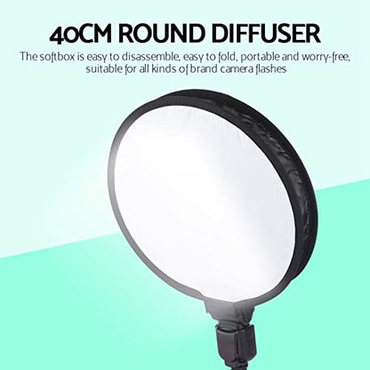 Softbox Diffuser, Portable Foldable Round Soft Box Camera Flash Light Diffuser for Photo Studio Photography