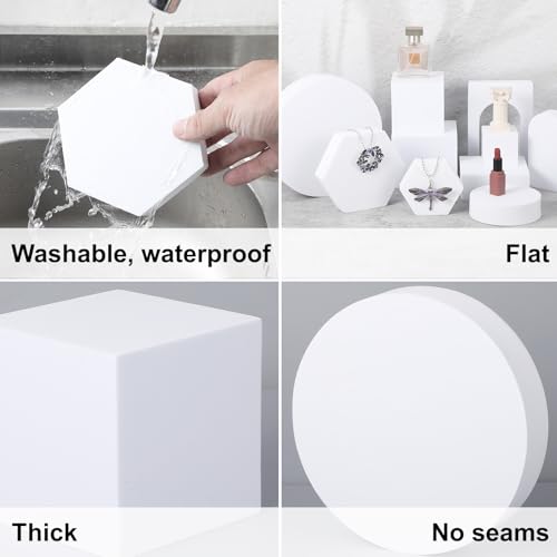10 Pcs Geometric Cube Product Photography Props Set, Hard Foam Photography Background Props for Product Photo Shooting, White
