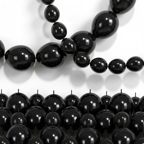 Black Linking Balloons, 120PCS Linked Balloon with Tail for Balloon Wall Arch and Chains, Quick Linkable Balloons for Wedding Birthday Baby Shower Engagement Graduation Party Decorations (6+10inch) - color: Black, size: 6+10 inch