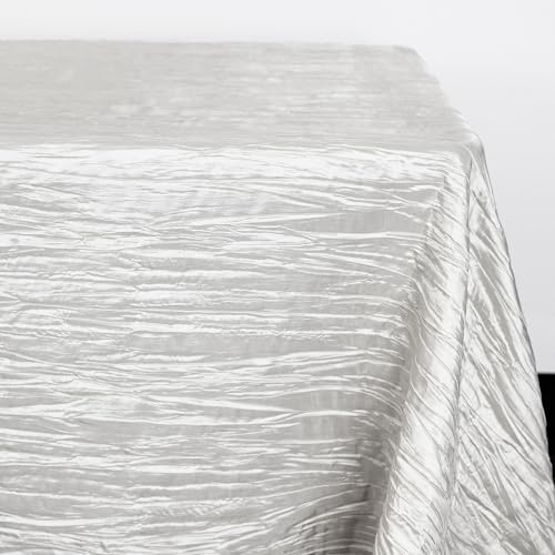 YOUR CHAIR COVERS - 90 x 132 Inch 6ft White Rectangular Crinkle Taffeta Tablecloth – Elegant Table Linen for Rectangular Tables, Weddings & Special Events - color: White, size: 132" x 90" (Rectangular)