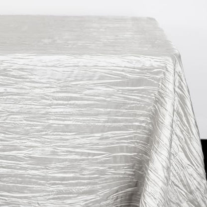 YOUR CHAIR COVERS - 90 x 132 Inch 6ft White Rectangular Crinkle Taffeta Tablecloth – Elegant Table Linen for Rectangular Tables, Weddings & Special Events - color: White, size: 132" x 90" (Rectangular)