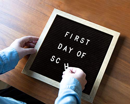 Pearhead Natural Wood And Black Felt Classic Letter Board Set, Includes 294 White Letters, Modern Reusable Message Sign, Gender Neutral Photo Prop, Nursery And Home Decor, 10" x 10" - color: Black