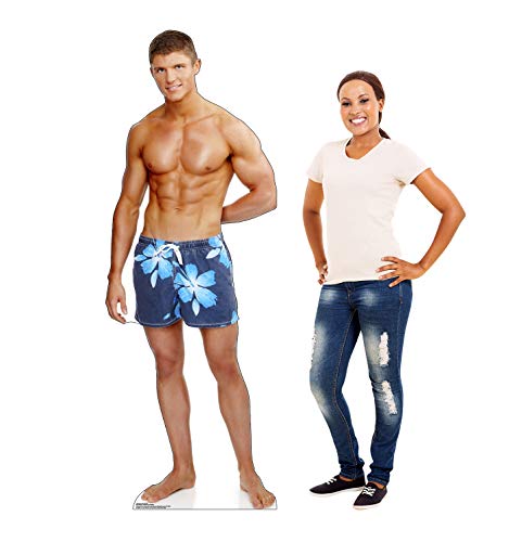 Cardboard People Beach Muscle Man Life Size Cardboard Cutout Standup - color: Beach Muscle Man