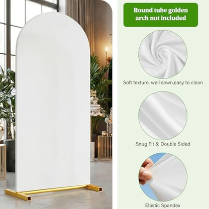 White Arch Backdrop Cover,6 x 2.6FT Spandex Balloon Arch Cover for Backdrop Stand, Thick Wrinkle-Free Double-Sided Fabric Stretchy Background for Baby Shower, Wedding, Birthday, Event Party Decoration - size: 6FT