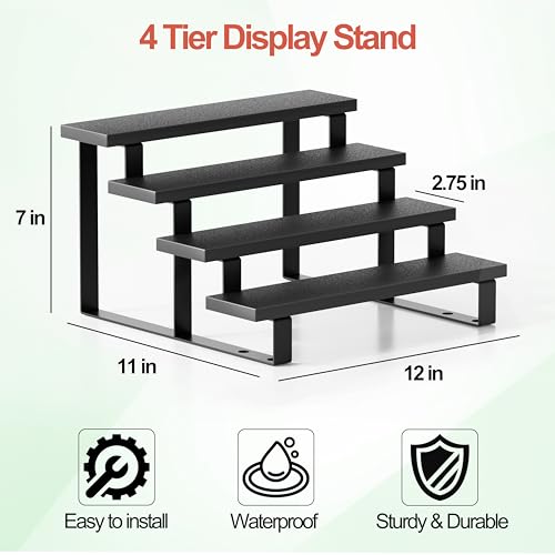 Boulphia Cologne Organizer for Men, 12 Inch Wood Cologne Stand 4 Tier Perfume Organizer for Dresser, Versatile Step Display Stand Shelf for Fragrance, Skincare, Figurine, Dessert, 1 Set Black - color: 1 Set, 4 Tier_Black