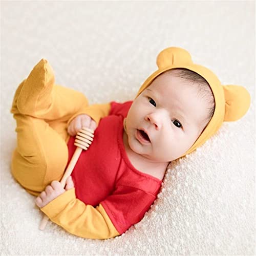 Newborn Photography Baby Photo Shoot Props Bear Boys Girls Cap hat and Footie Romper Suit Outfit Set - color: Color-1
