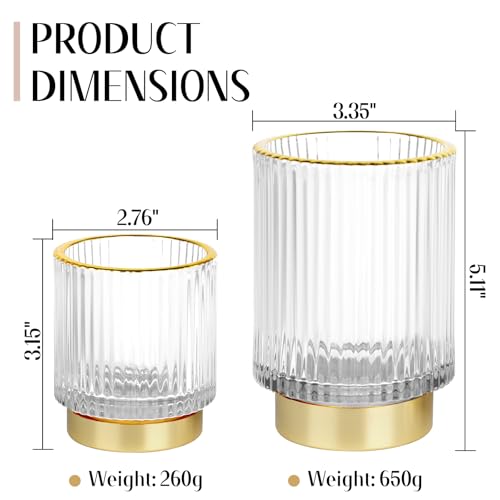 Makeup Brush holder Organizer, Crystal Glass Toothbrush Holders, Striped Make Up Brush Holder for Vanity, Pen Holder for Desk, Vase -White (S+L) - color: Clear
