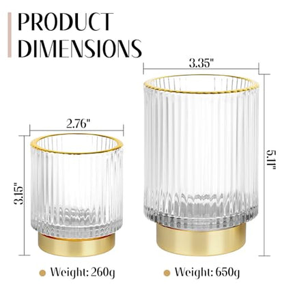 Makeup Brush holder Organizer, Crystal Glass Toothbrush Holders, Striped Make Up Brush Holder for Vanity, Pen Holder for Desk, Vase -White (S+L) - color: Clear