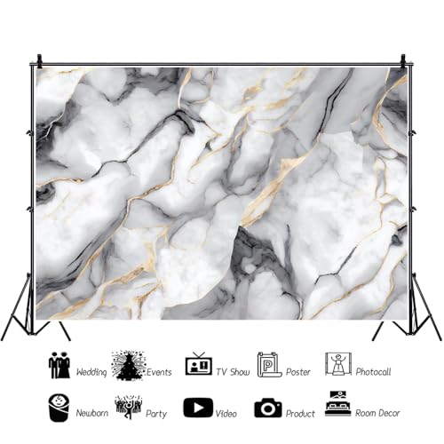 Black White Marble Photography Backdrop Luxury Abstract Modern Black and Gray Marble Gradient Art Texture Wedding Birthday Party Banner Studio Prop Decoration 10x8ft - color: Black White
