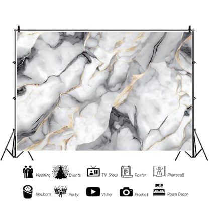 Black White Marble Photography Backdrop Luxury Abstract Modern Black and Gray Marble Gradient Art Texture Wedding Birthday Party Banner Studio Prop Decoration 10x8ft - color: Black White
