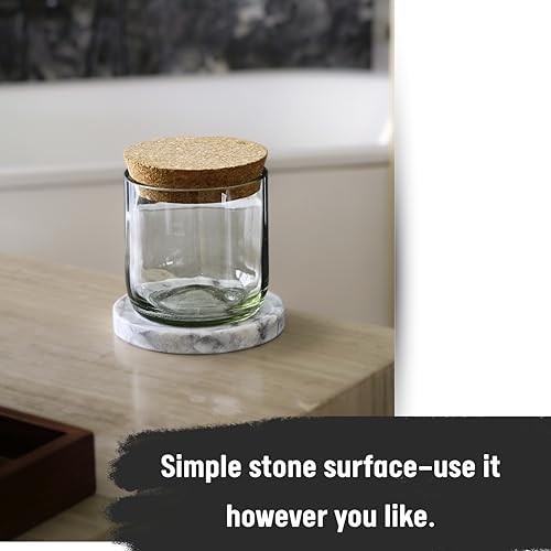 Natural Round Marble Dish Tray— Luxurious Grey Marble, Hand-Honed Matte, Resin-Free Multi-use for Home Decor, Jewelry, Trinket Tray, Soap Dish, Dispenser Base, Key Holder (4.7'', Grey)