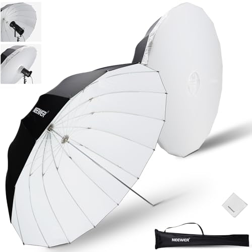 NEEWER 71"/180cm Parabolic Reflective Photography Umbrella Softbox with White Inner Diffuser Cover, Cleaning Cloth & Bag, Quick Fold for Camera Studio Tripod Video Light Monolight Flash Lighting, NS4U