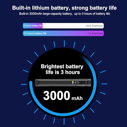PULUZ Photography Lighting, 360° Magnetic Handheld Light Wand with 2000mAh Rechargeable Battery, 2500-9000K Dimmable Tube Light for Camera, Studio Photography, TikTok, YouTube, Vlogs (30cm/11.8 in) - size: 11.8 inches