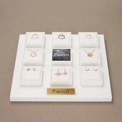 PU Leather Jewelry Stand Showcase Display Holder Jewellry Storage Stand (White) - color: White, size: Base Plate