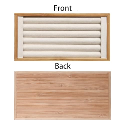 Coward Bamboo Ring Display Holder Jewelry Storage Tray Organizer Ring Stand For Home Desk or Shop Store Selling Show(beige) - color: Beige Velvet