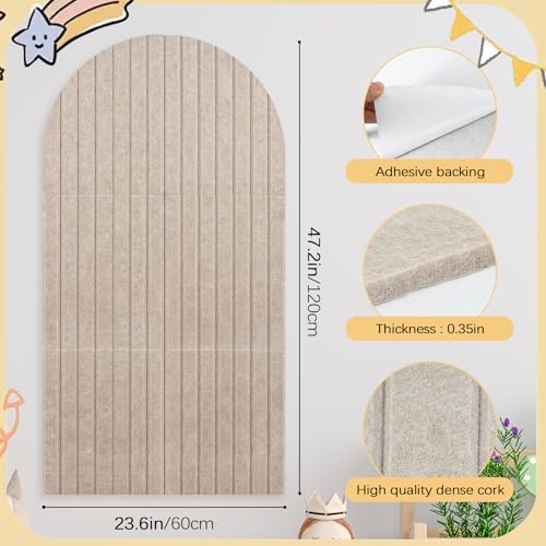 2 Pcs Foldable Felt Bulletin Board, 0.35" Thick Arch Fabric Pin Board with Adhesive Sticker, Large Cork Boards Wall Mount Memo Boards for Office Bedroom Living Room, Decorative Board (47x24 inch) - size: 47x24 inch