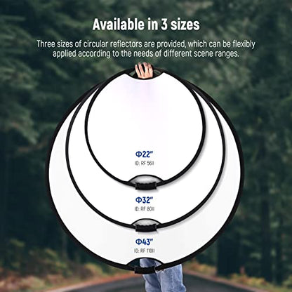 NEEWER 80cm Light Reflector with Handle & 3/8" Thread, 5 in 1 Foldable Round Light Diffuser, Translucent/Silver/Gold/White/Black for Studio or Outdoor Photo Lighting, RF-80II - style: 80cm