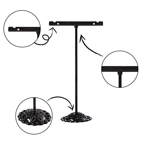 Black Earring T Shape Stand Detachable Metal Earring Display Storage Rack for Photography Jewelry Props Show Closet Retail Store Display 3 Pcs, T Shape