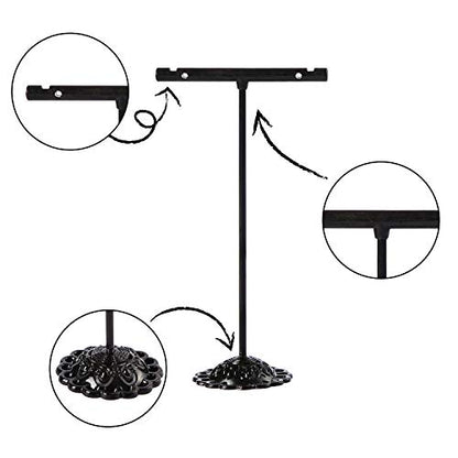 Black Earring T Shape Stand Detachable Metal Earring Display Storage Rack for Photography Jewelry Props Show Closet Retail Store Display 3 Pcs, T Shape