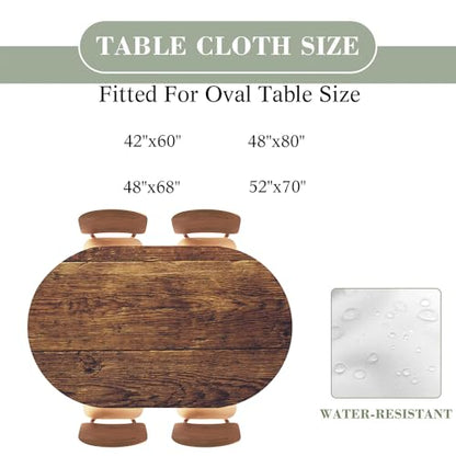 Wood Texture Background Oval Tablecover Fitted with Elastic, Water Proof, Easy to Clean，Picnic, Party,Terrace, Flowers, Fits 48"x80" Oval Tables, Style48 - color: Wood Texture -12, size: 48" x 80" (Oval)