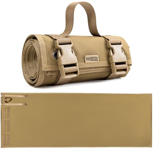 ONETIGRIS Shooting Mat - Roll-up Shooting Mat Prone Shooter Mats Tactical Shooting Blanket Mat for Range Shooting Hunting (Non-Padded - Brown)
