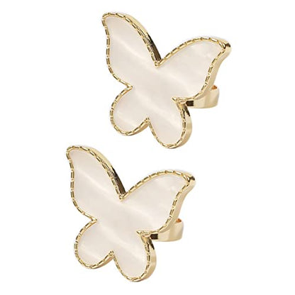 AKOAK 2 Pcs Butterfly Nail Art Resin Palette, Ring Gel Polishing Mixing Tray, Gold Edge Adjustable Nail Ring Gel Color Makeup Plate, DIY Nail Art Display Tool Photography Prop Nail Polish Plate