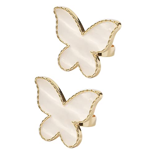 AKOAK 2 Pcs Butterfly Nail Art Resin Palette, Ring Gel Polishing Mixing Tray, Gold Edge Adjustable Nail Ring Gel Color Makeup Plate, DIY Nail Art Display Tool Photography Prop Nail Polish Plate
