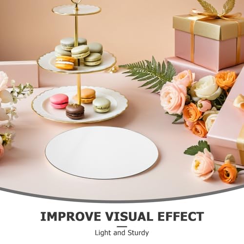 4pcs Silver Acrylic Round Mirrors - Wedding Table Centerpiece Tray Adhesive Wall Sticker Candle Plate for Birtdhay Photoshoot Perfume Cosmetic Jewelry Display - color: Silver