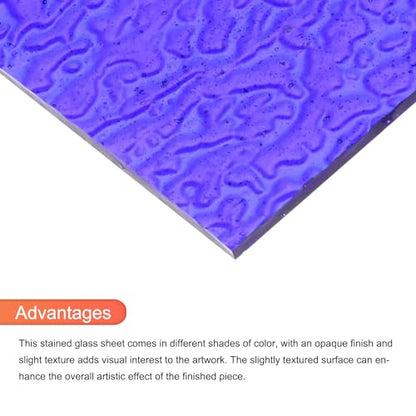 MECCANIXITY Stained Glass Sheet Mosaic Tile 7.9 Inch x 5.9 Inch Bright Blue Stained Glass Sheets for Crafts DIY, Art Project - color: Bright Blue