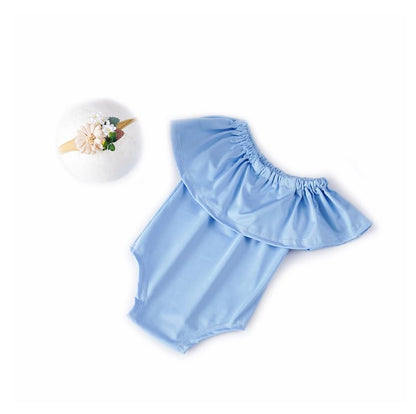 Newborn Photography Outfits Girl Baby Photo Tutu Dress Newborn Photoshoot Romper Baby Picture Lace Outfit - color: Blue2