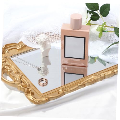 POPETPOP Vintage Mirror Tray for Dresser Perfume Organizer and Makeup Vanity Tray Decorative Plate for Home Décor and Dressing Table Accessories