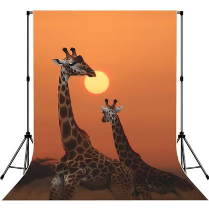 Giraffe at Sunset Backdrop Background for Photography 5x7ft Photobooth Professional Photo Backdrop Curtains Video Photography Studio Photo Backgrounds Banner Booth Background Screen Parties - color: Giraffe At Sunset