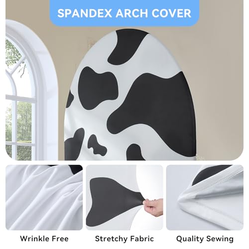 Set of 3 Spandex Arch Backdrop Cover, 7.2ft 6.6ft 6ft Cow Wrinkle Free Fitted Arch Background Cover Farmhouse Style for Birthday Party Photography Arch Background Stand - color: Cow, size: 7.2ft 6.6ft 6ft