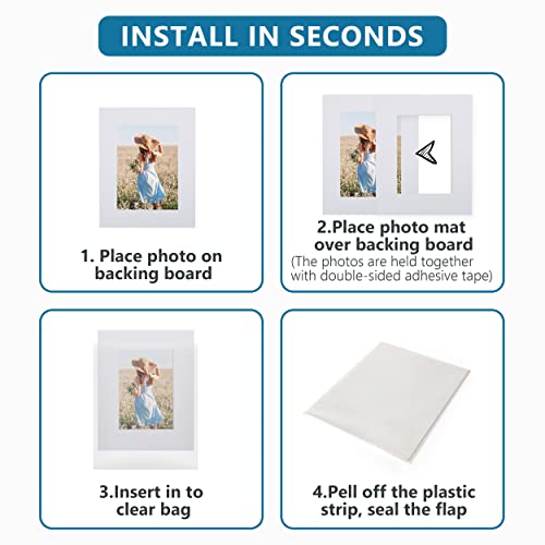 Somime 10 Pack White Picture Mat Set,16x20 Precut Mat for 11x14 Photos, White Core Bevel Cut Acid Free 16x20 Photo Mat with Mat Boards and Clear Bags for Prints, Paints, Frames - size: white 10pc sets 16x20