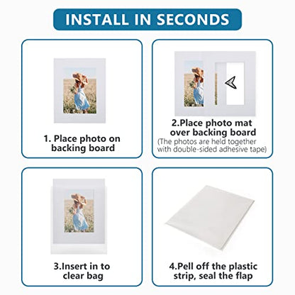 Somime 10 Pack White Picture Mat Set,16x20 Precut Mat for 11x14 Photos, White Core Bevel Cut Acid Free 16x20 Photo Mat with Mat Boards and Clear Bags for Prints, Paints, Frames - size: white 10pc sets 16x20