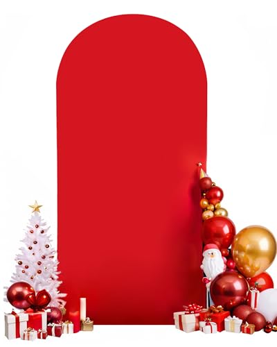 HEMMOTOP Red Arch Cover 7.2 ft (No Arch Stand), Spandex Wedding Balloon Stretchy Arch Backdrop for Christmas, New Year, Valentine's Day, Party, Ceremony, Birthday, Baby Shower, Anniversary Decoration - color: Red, size: 7.2x4 ft (HxW)