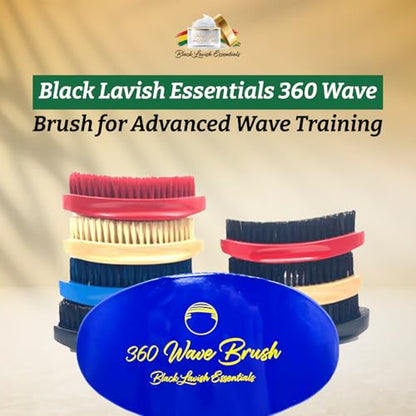 Men’s Hair Brush, Build Deeper, Hard Boar Bristle Curved, Perfect for Styling Hair, Ultimate Wave Grooming Tool, 360 Wave Brush (Medium-Hard Brush, Blue) - color: Royal Blue, size: Medium-Hard