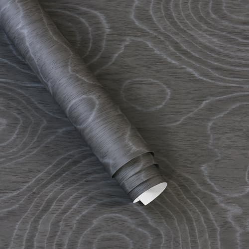 16"x118" Thickened Grey Wooden Wallpaper Textured Dark Peel and Stick Contact Paper Removable Adhesive Faux Retro Wood Vinyl Wrap Natural Wall Paper for Shelves Backsplash Background Wall - color: Dark Gray, size: 15.7" x 118"