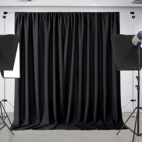 Joydeco Black Backdrop Curtains for Parties, 10x10 Wrinkle Free Black Backdrop Drapes for Birthday Party Home Party, Curtains Backdrop 5ft x 10ft 2 Panels with Rod Pockets - color: Black, size: 5ft x 10ft x 2 panels