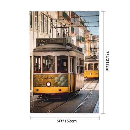 Lisbon Tram Backdrop Background for Photography 5x7ft Photobooth Professional Photo Backdrop Curtains Video Photography Studio Photo Backgrounds Banner Booth Background Screen Parties - color: Lisbon Tram
