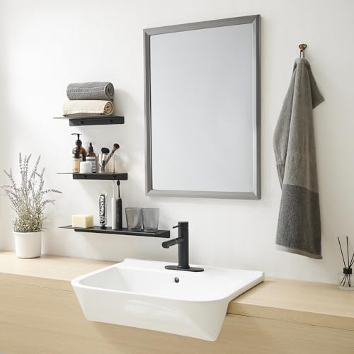 JOOM Small Metal wall Floating Shelf - Metal Wall Shelf, Black Floating Shelf, Small Bathroom Shelf, Display Shelves for Living Room/Kitchen/Bedroom (Black, 8Inch) - color: Black, size: 8 Inch