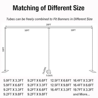 10x20ft Backdrop Stand Heavy Duty Pipe and Drape Backdrop Stand for Parties, Adjustable Pipe Kit Curtain Frame Stand for Photography Background Support,Wedding Arch Metal Frame (Silver) - color: Silver