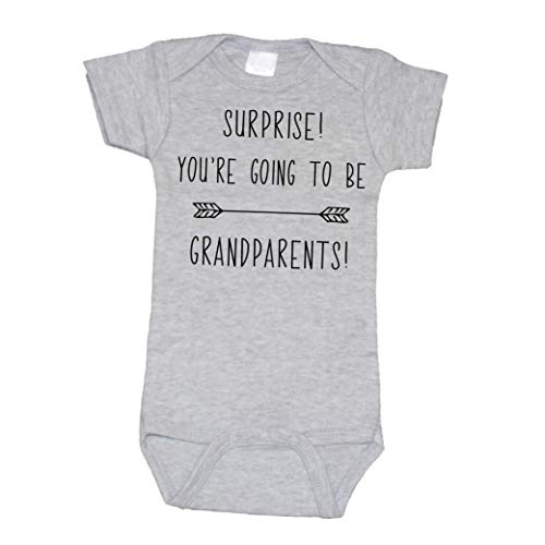 Bump and Beyond Designs Surprise Pregnancy Announcement Grandparents Newborn Bodysuit - color: Heather Grey, size: 0-3 Months