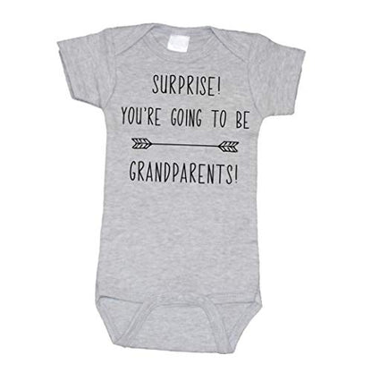 Bump and Beyond Designs Surprise Pregnancy Announcement Grandparents Newborn Bodysuit - color: Heather Grey, size: 0-3 Months