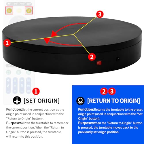 19.7In Remote Large Motorized electric turntable Rotating platform Photography Turntable Motorized lazy susan Base giratoria para for Photography,3D Scanner,Heavy duty display(Load Range:220~500lbs) - size: 19.7inch/Black/500Lbs Load